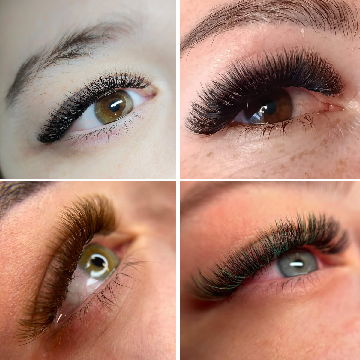 Koláž detaily umělých řas klientek Luxury Lashes